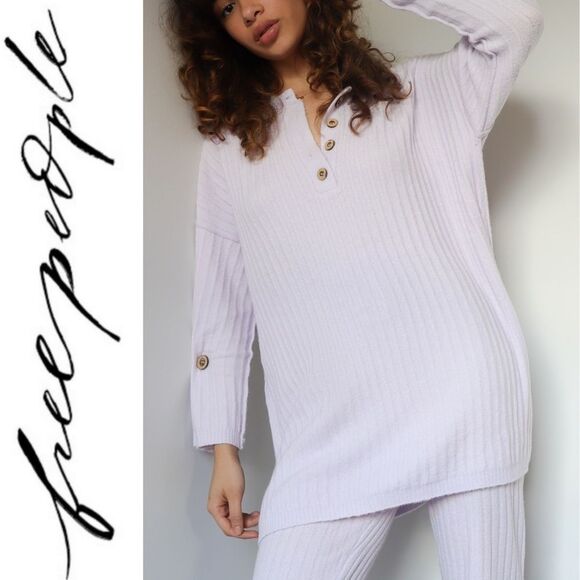 Free People Around the Clock Pullover Cozy Lavender Oversized Sweater Tunic XS - Picture 3 of 16